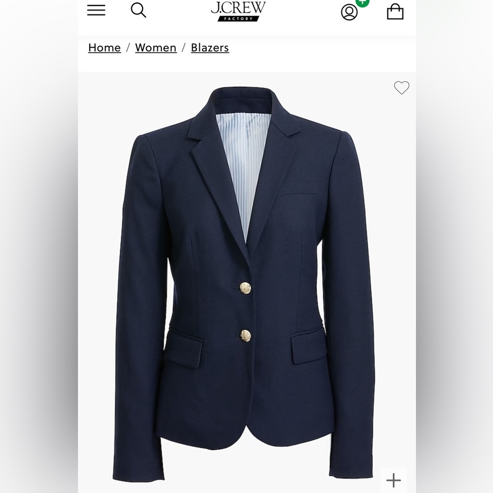 Jcrew women’s navy blazer. 2button and fully pinstripe lined.